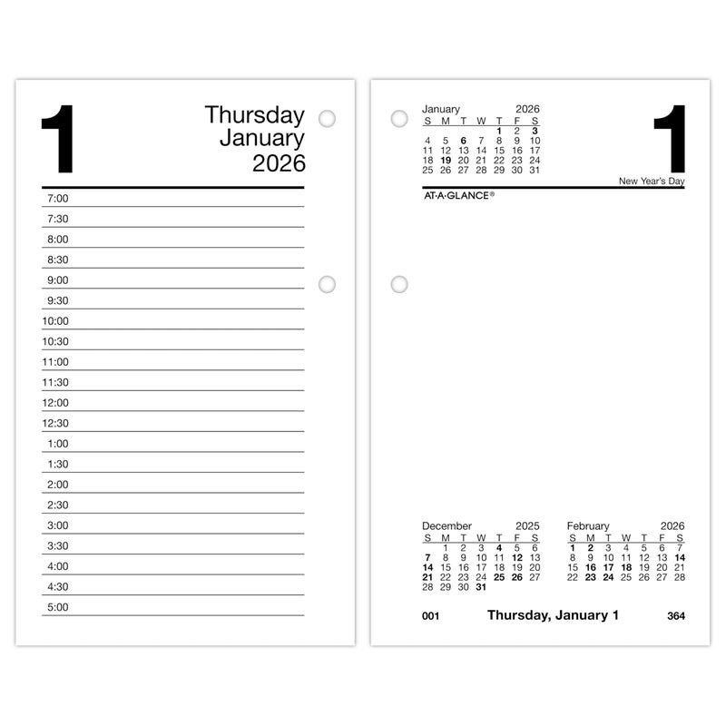 AT-A-GLANCE 2026 Desk Calendar Refill, Daily, 3.5"" x 6"", Standard, Loose-Leaf (E7175026) - Image 1